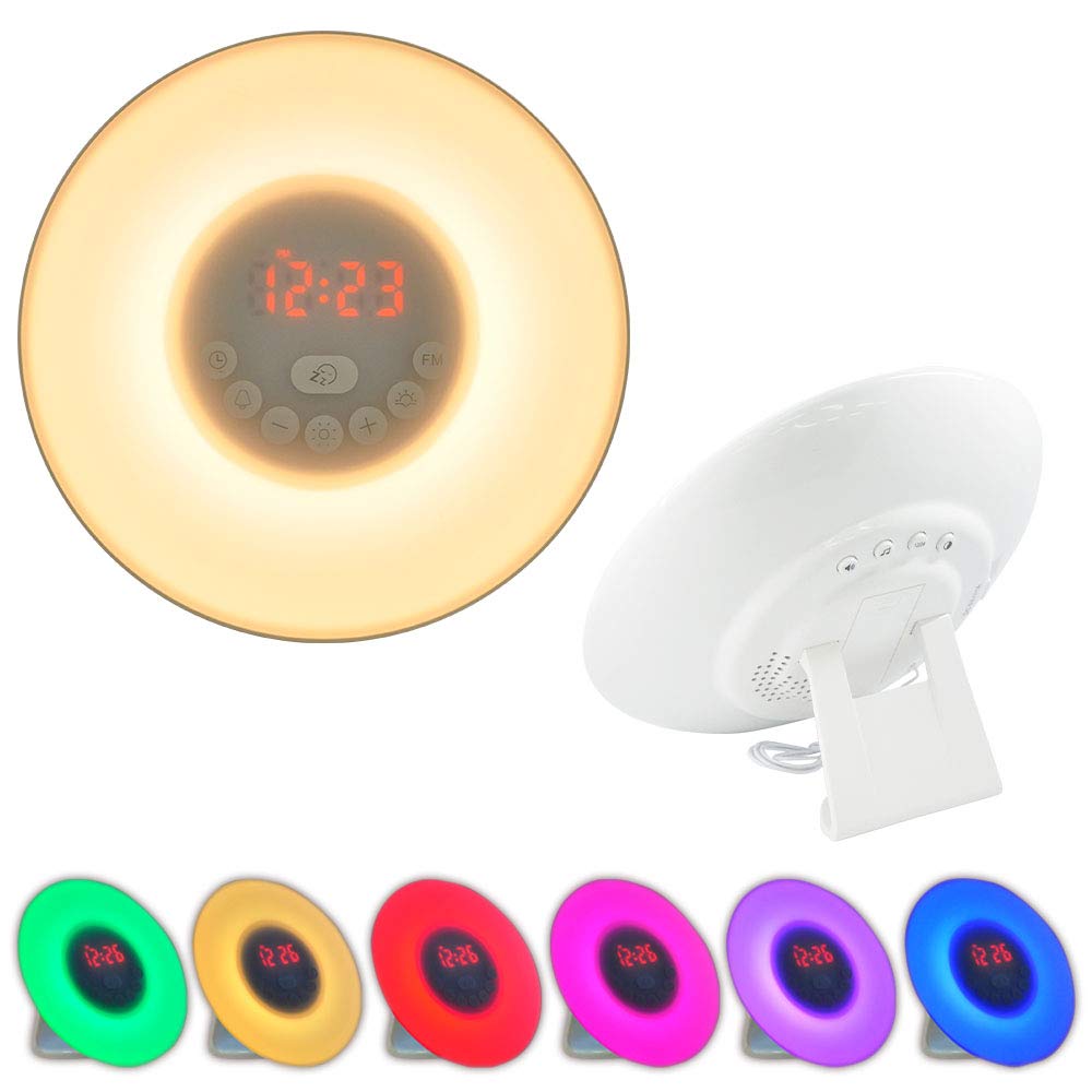 Amazon.co.jp: SUGGEST 光 目覚まし時計 アラーム 6色ライト FMラジオ